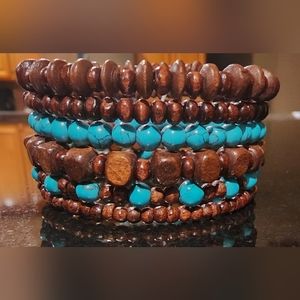 Stacked wooden bracelet